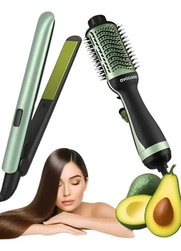 Combo cepillo secador y plancha aguacate